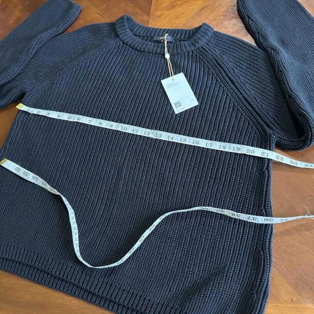 NEW Quince Sz L 100% Organic Cotton Fisherman Crew Neck Black Sweater Women’s - Picture 7 of 16